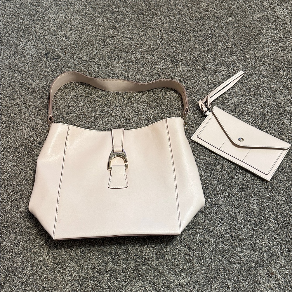 Dooney & Bourke Saffiano Leather bag & Wristlet in Blush Ashby One spot in photo